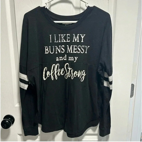 Maurice’s coffee graffic long sleeve top. - Picture 2 of 5